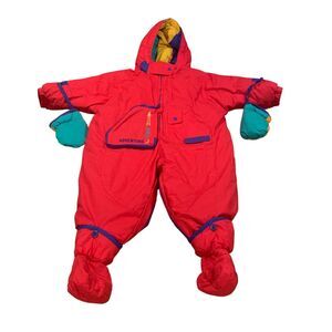 Brambilla Vintage Kids Snow Winter Zip Up Suit Gloves and Shoe Covers 24months